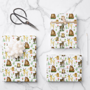 Süßes Elchwildtier Waldtiere Muster Geschenkpapier Set