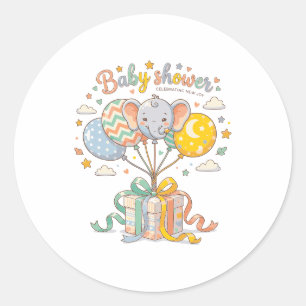 Süßes Elefant-und-Ballon-Design für Baby Shower  Runder Aufkleber