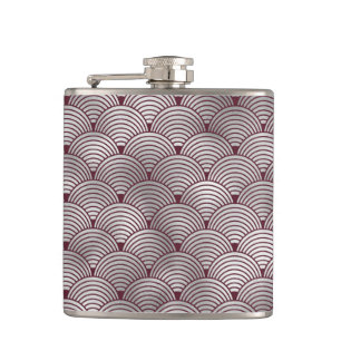 Süßes Elegantes Marinegraues Art Deco Muster Flachmann