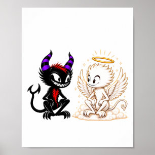 Süßes Engel- und Teufel-Design, Gut gegen Böse Poster