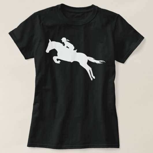 Süßes englisches Springpferd Mädchen Reitet T-Shirt (Design vorne)