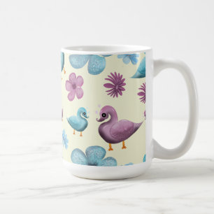 Süßes-Enten-Blumenmuster-Ästhetik-Pastell-Kawaii-B Kaffeetasse