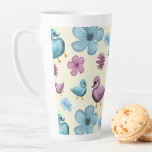Süßes Enten-Blumenmuster Ästhetik Pastell Kawaii B Milchtasse