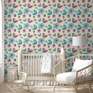 Süßes-Enten-Blumenmuster-Ästhetik-Pastell-Kawaii-B Tapete