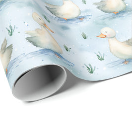 Süßes Enten-Teich-Baby-Jungen-Muster, Wasserfarbe- Geschenkpapier