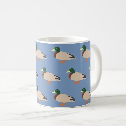 Süßes Entenmuster auf Blau Kaffeetasse (VorderseiteRechts)