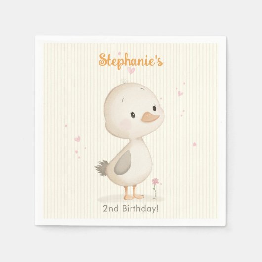 Süßes Entlein Geburtstag Serviette (Vorderseite)