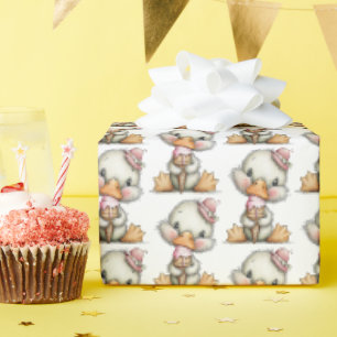 Süßes Entlein mit rosa Eiscreme-Party Geschenkpapier