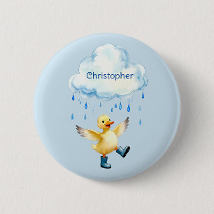 Süßes Entlein spielt im Regen Button