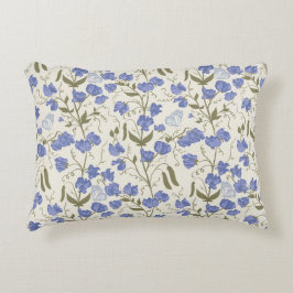 Süßes Erbsenblau und cremefarbenes Cottage-Design Dekokissen