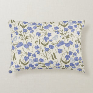 Süßes Erbsenblau und cremefarbenes Cottage-Design Dekokissen