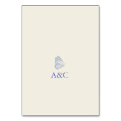 Süßes Erbsenblütencreme und Blaue Hochzeit Tischnummer (Rückseite)