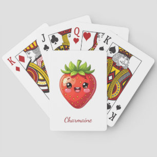 Süßes Erdbeer-Kawaii-Monogramm Spielkarten