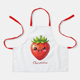 Süßes Erdbeer-Monogramm Kawaii Schürze