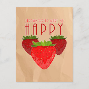 Süßes Erdbeer-Zitat-Design Kawaii Frucht Rustika Postkarte
