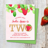 Süßes Erdbeeren 2. Geburtstag Einladung