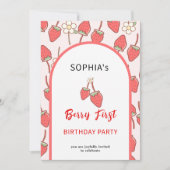 Süßes Erdbeeren & Blossom Einladung (Vorderseite)