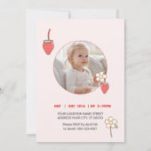 Süßes Erdbeeren & Blossom Einladung (Rückseite)