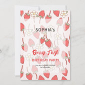 Süßes Erdbeeren & Blossom Einladung (Vorderseite)