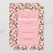 Süßes Erdbeeren Blume Wasserfarben Einladung (Vorne/Hinten)