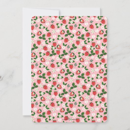 Süßes Erdbeeren Blume Wasserfarben Einladung (Rückseite)