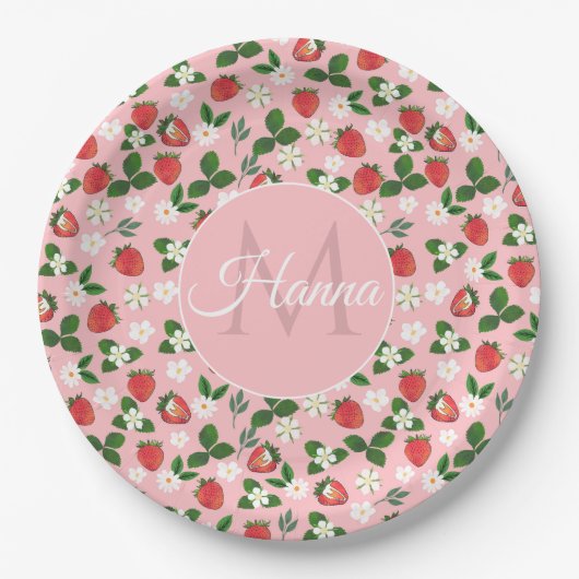 Süßes Erdbeeren Blume Wasserfarben Pappteller (Vorderseite)