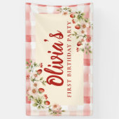 Süßes Erdbeeren-Blumen-Geburtstagsbanner Banner (Vertikal)