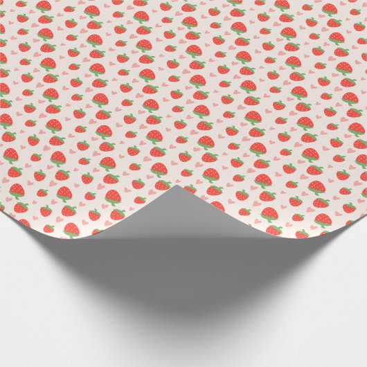Süßes Erdbeeren & Herz Geschenkpapier (Ecke)