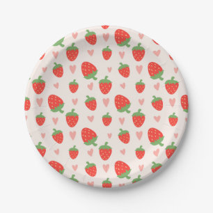 Süßes Erdbeeren & Herzpapier Teller