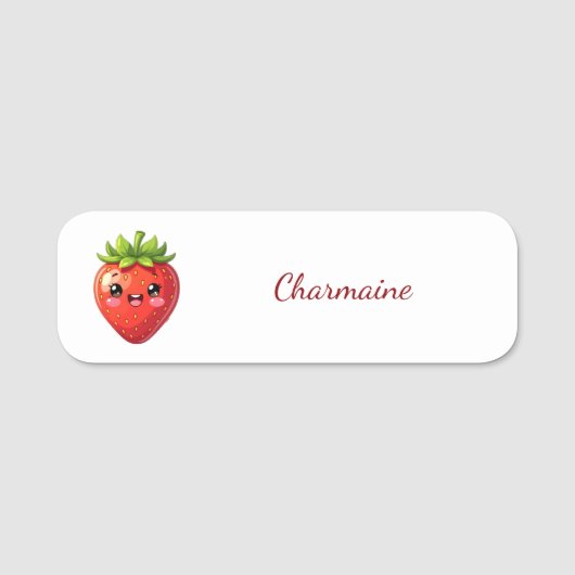 Süßes Erdbeeren-Kawaii-Monogramm Namensschild (Vorderseite)