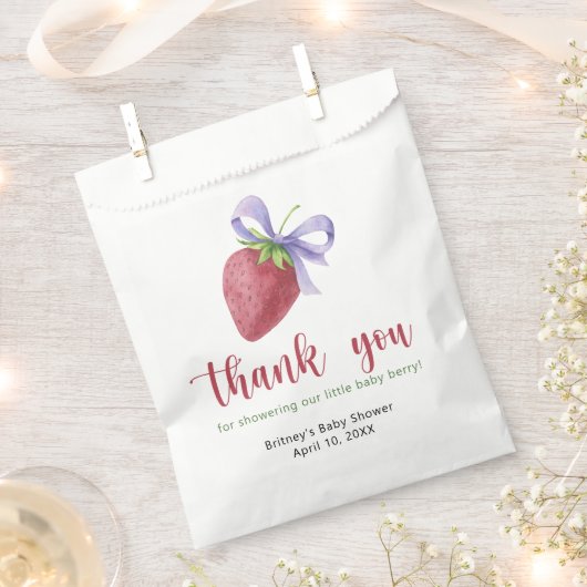 Süßes Erdbeeren mit Bogen - vielen Dank Geschenktütchen (Ausgeschnitten)