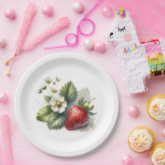 Süßes Erdbeeren und Blume Pappteller (Party)