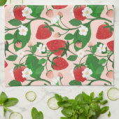 Süßes Erdbeeren und Blüten Geschirrtuch (Gefaltet)