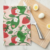 Süßes Erdbeeren und Blüten Geschirrtuch (Viertel Falte)