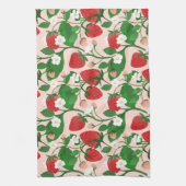 Süßes Erdbeeren und Blüten Geschirrtuch (Vertikal)