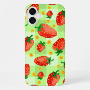 Süßes Erdbeeren und Milchprodukte Wasserfarbe Kari iPhone 16 Plus Hülle