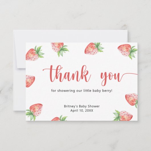 Süßes Erdbeeren - vielen Dank Dankeskarte (Vorderseite)