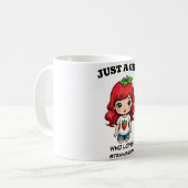 Süßes Erdbeermädchen Kawaii Art Kaffeetasse (Vorderseite Links)