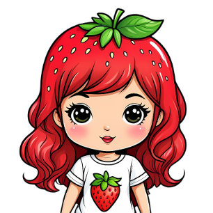 Süßes Erdbeermädchen Kawaii Art T-Shirt