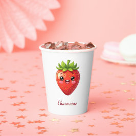 Süßes Erdbeermonogramm kawaii Pappbecher