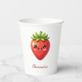 Süßes Erdbeermonogramm kawaii Pappbecher (Vorderseite)