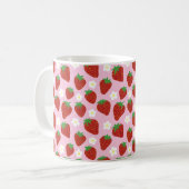 Süßes Erdbeermuster auf rosa Hintergrund Kaffeetasse (Vorderseite Links)