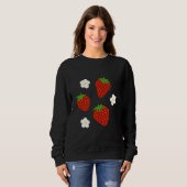 Süßes Erdbeermuster auf rosa Hintergrund Sweatshirt (Vorne ganz)