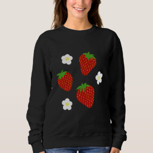 Süßes Erdbeermuster auf rosa Hintergrund Sweatshirt