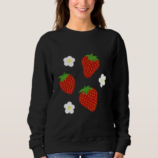 Süßes Erdbeermuster auf rosa Hintergrund Sweatshirt (Vorderseite)