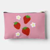 Süßes Erdbeermuster auf rosa Hintergrund Zubehörtasche (Rückseite)