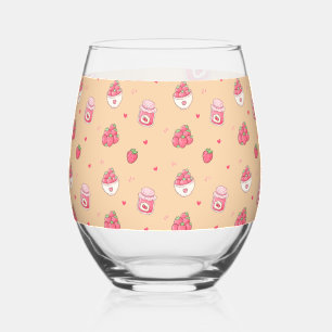 Süßes Erdbeermuster-Glas-Tumbler Weinglas Ohne Stiel