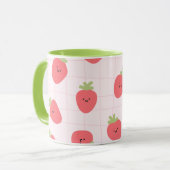 Süßes Erdbeermuster – Kawaii Erdbeere Tasse (Vorderseite Links)