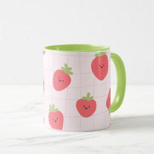 Süßes Erdbeermuster – Kawaii Erdbeere Tasse