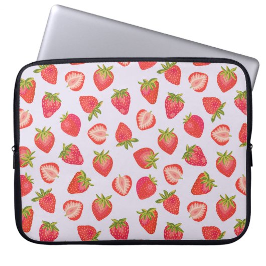 Süßes Erdbeermuster Laptopschutzhülle (Vorderseite)